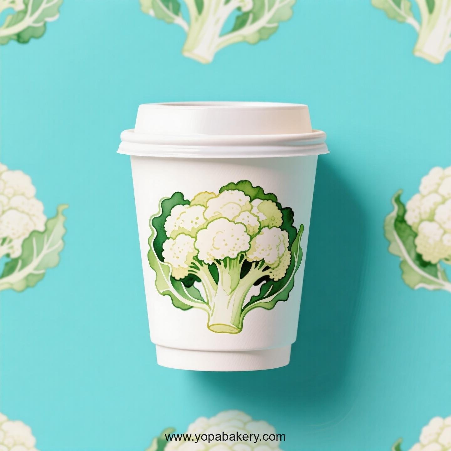 Cauliflower Design Paper Coffee Cups Factory: 4-24 oz Custom Logo