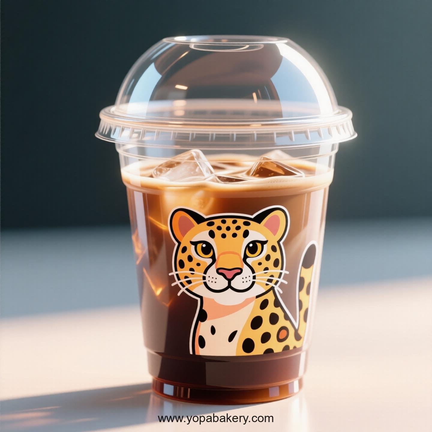 Cheetah Themed Clear Plastic Cups - Disposable PP & PET Coffee Cups with Lids