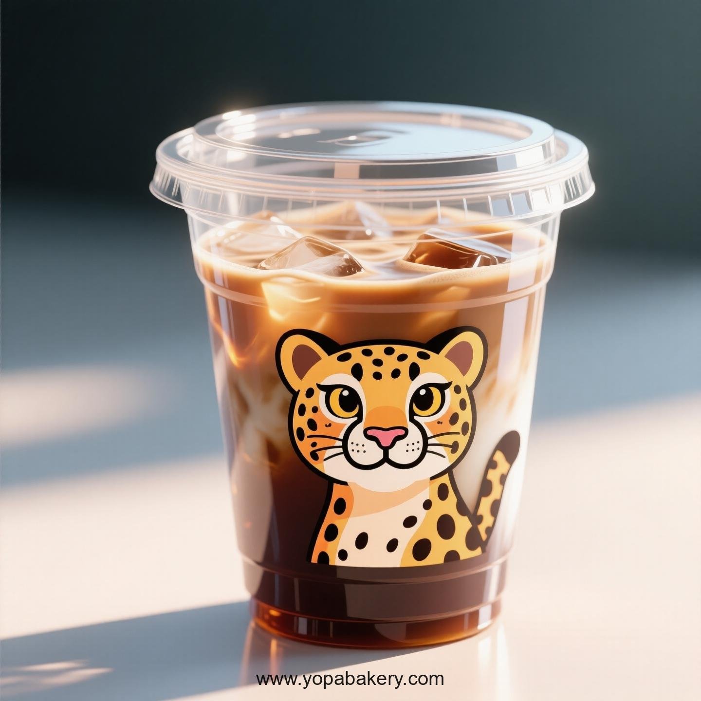 Cheetah Themed Clear Plastic Cups - Disposable PP & PET Coffee Cups with Lids