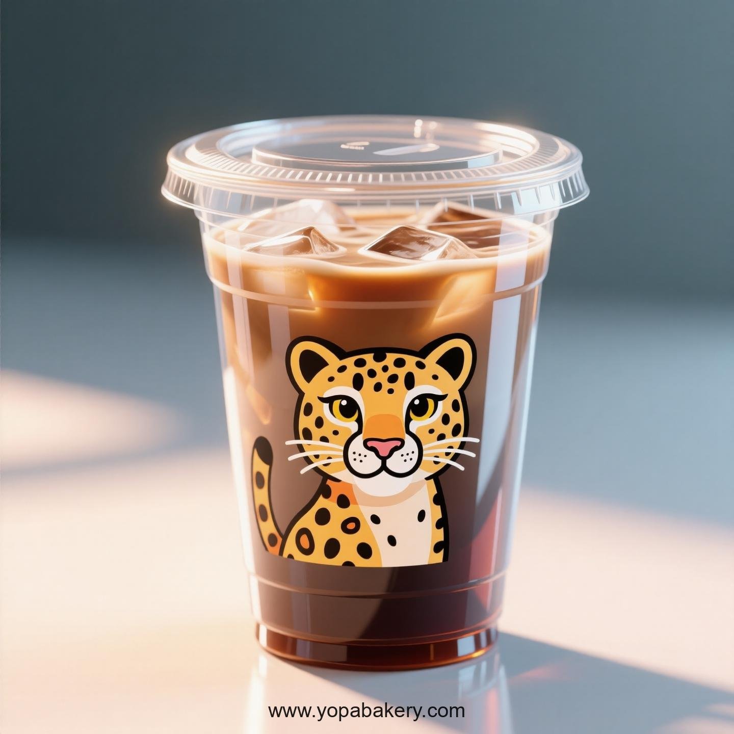 Cheetah Themed Clear Plastic Cups - Disposable PP & PET Coffee Cups with Lids