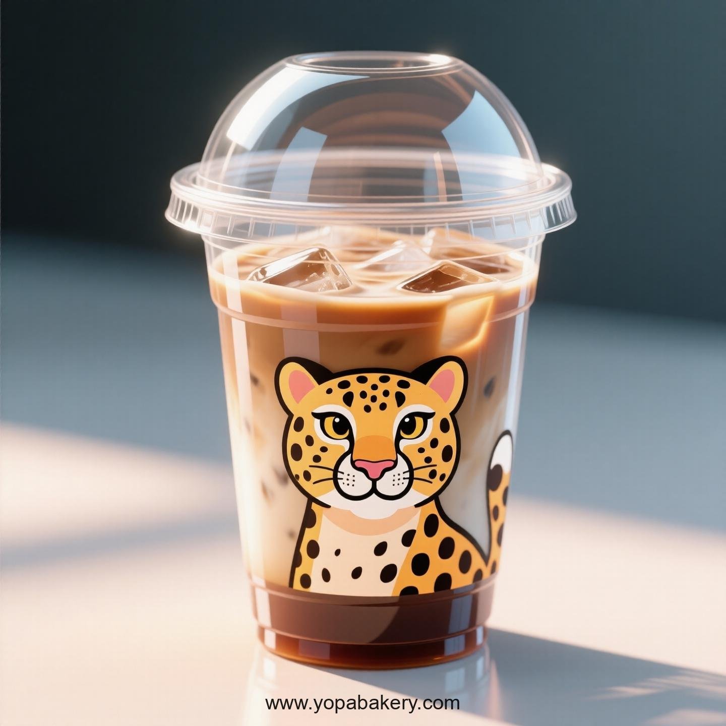 Cheetah Themed Clear Plastic Cups - Disposable PP & PET Coffee Cups with Lids