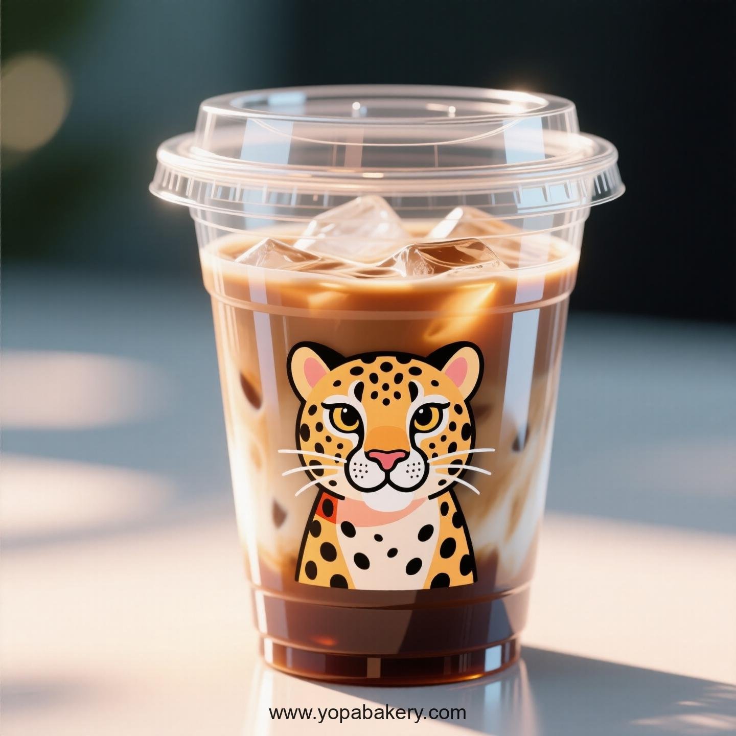 Cheetah Themed Clear Plastic Cups - Disposable PP & PET Coffee Cups with Lids