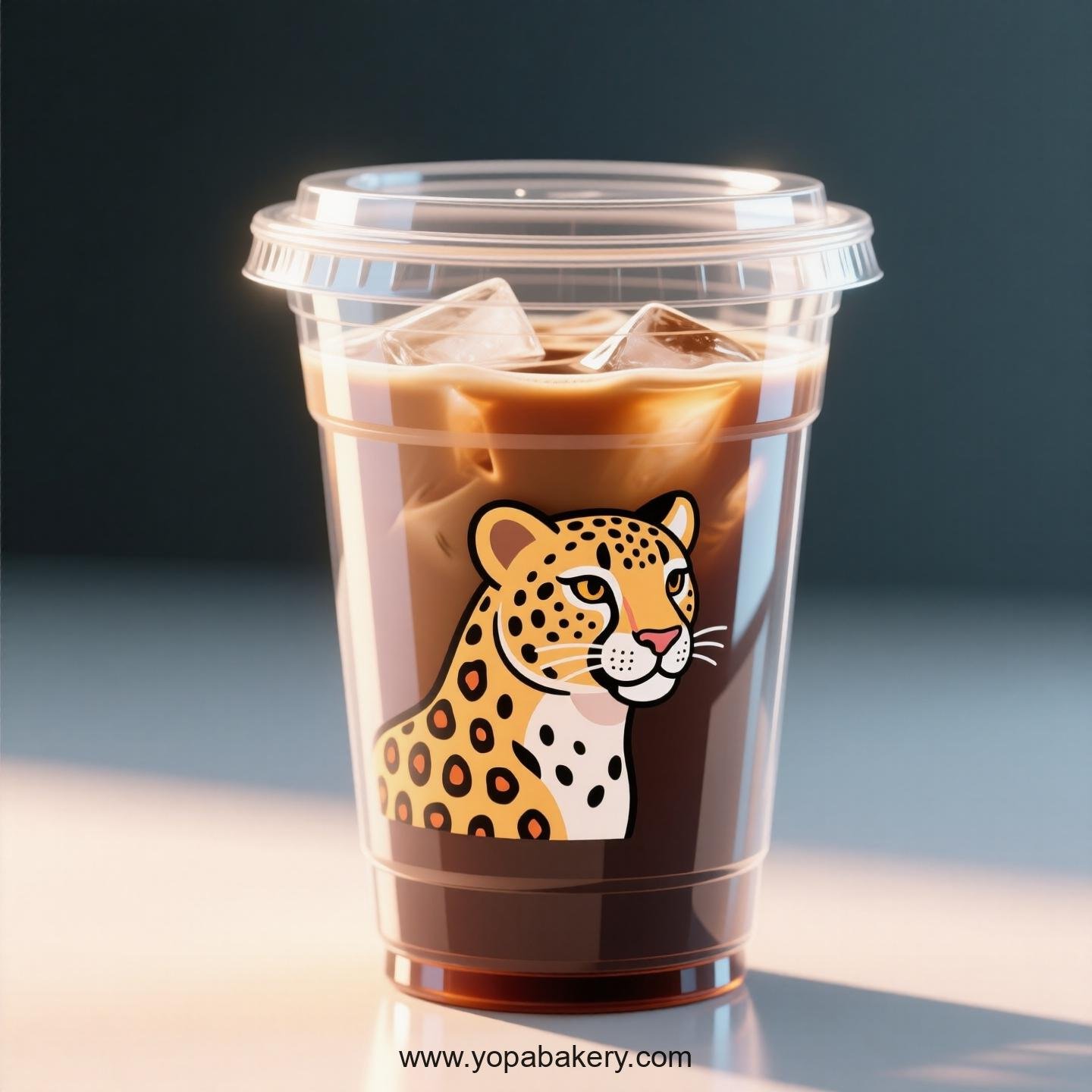 Cheetah Themed Clear Plastic Cups - Disposable PP & PET Coffee Cups with Lids
