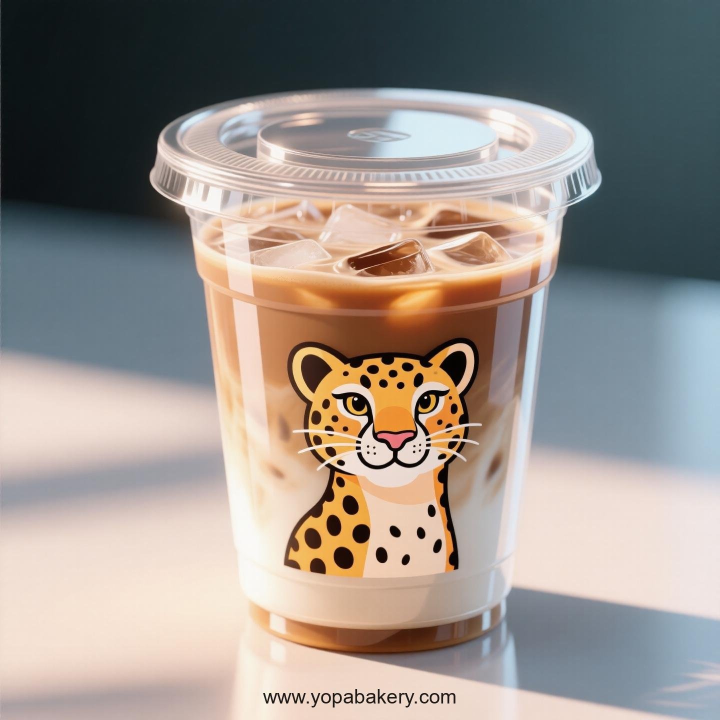 Cheetah Themed Clear Plastic Cups - Disposable PP & PET Coffee Cups with Lids