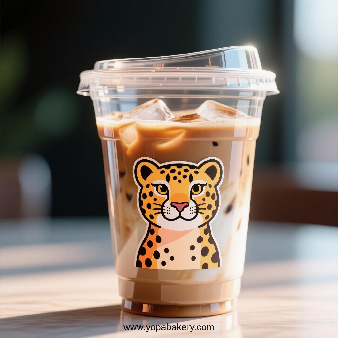 Cheetah Themed Clear Plastic Cups - Disposable PP & PET Coffee Cups with Lids