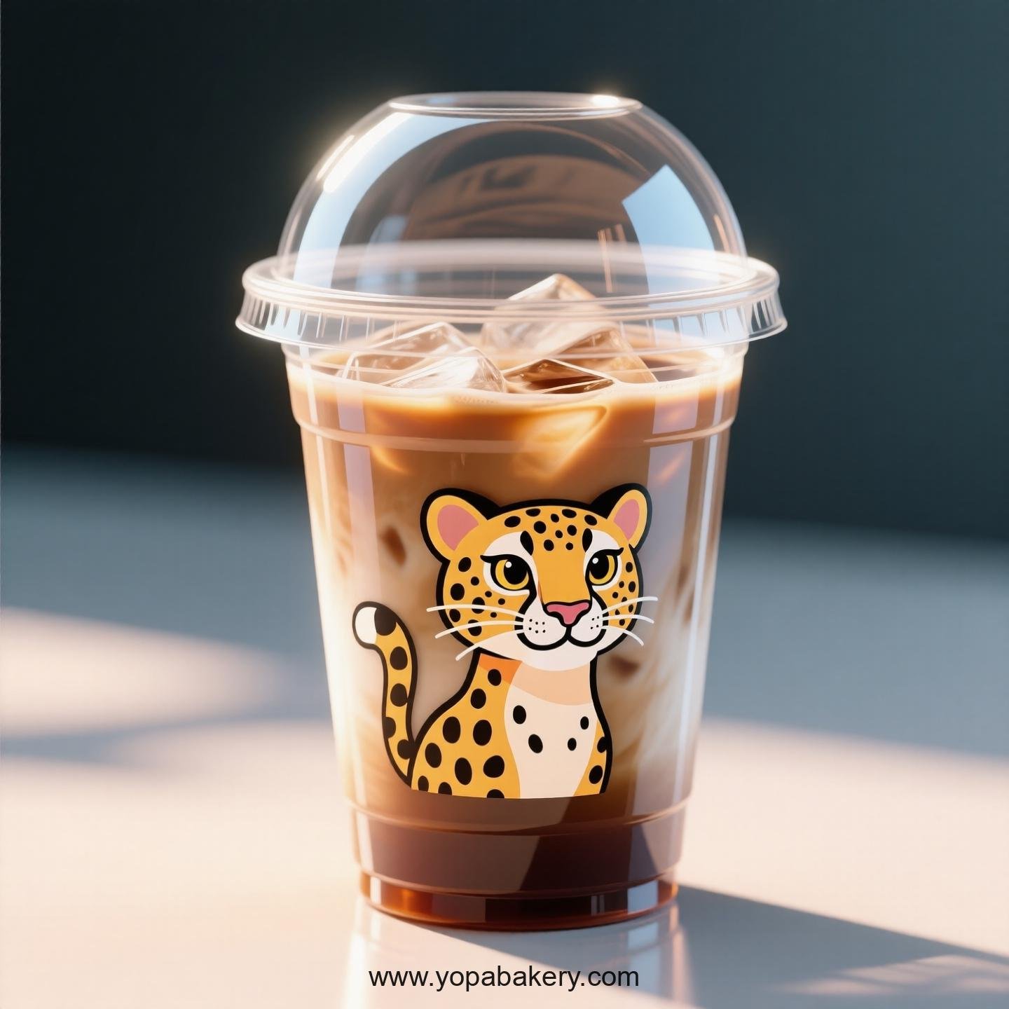 Cheetah Themed Clear Plastic Cups - Disposable PP & PET Coffee Cups with Lids