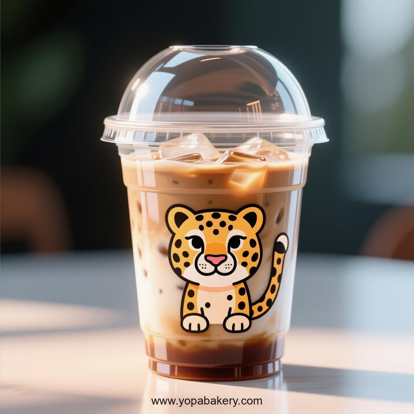Cheetah Themed Clear Plastic Cups - Disposable PP & PET Coffee Cups with Lids