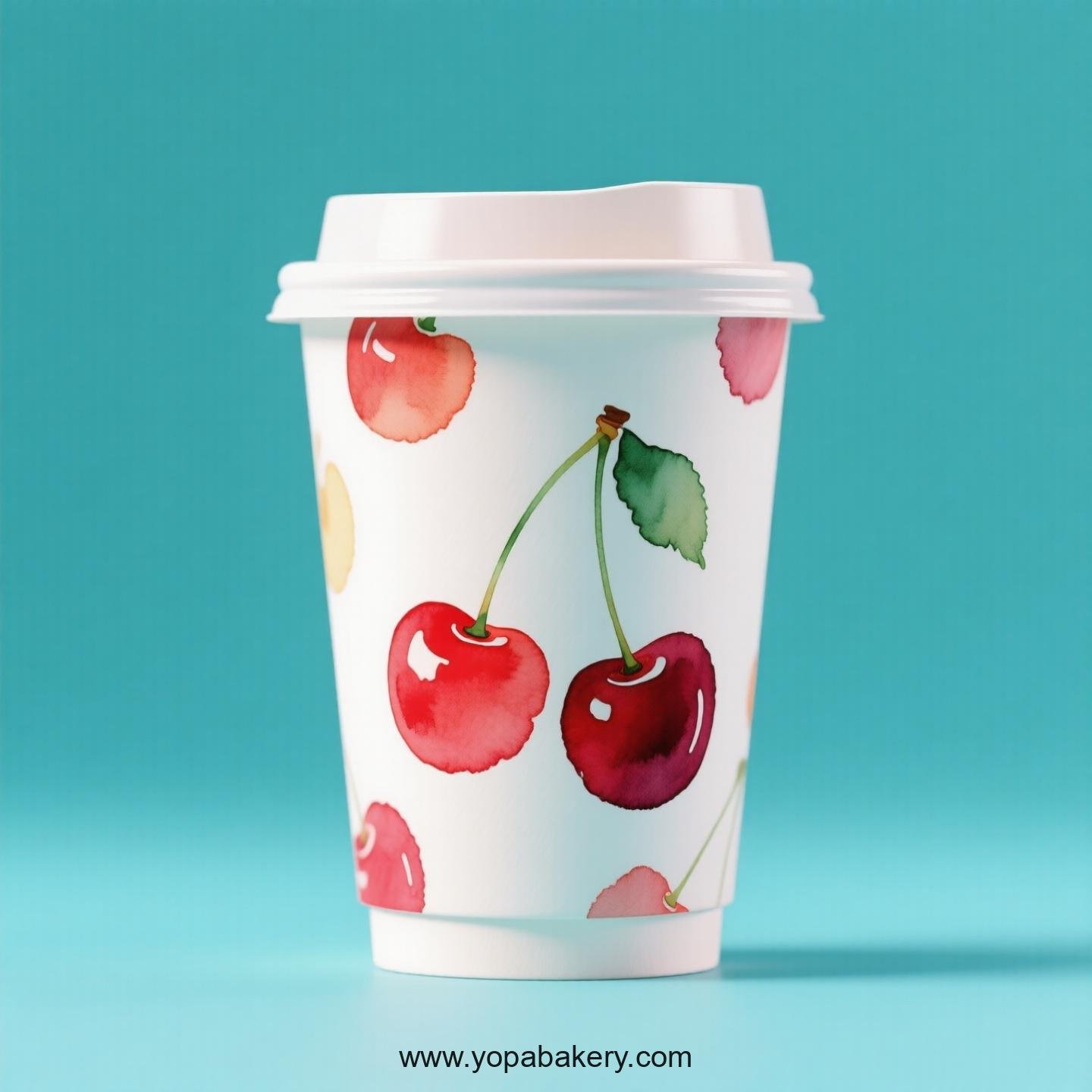 Cherry Design Paper Coffee Cups Factory: 4-24 oz Custom Logo