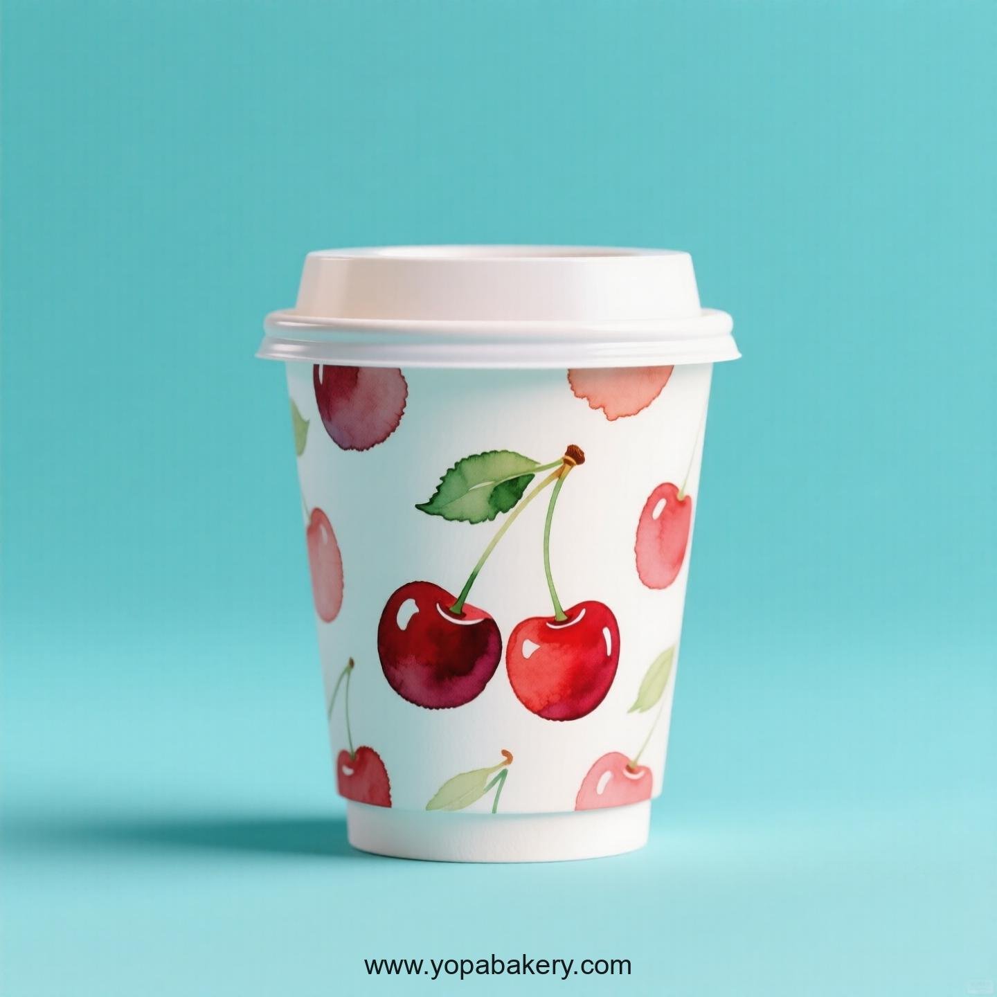Cherry Design Paper Coffee Cups Factory: 4-24 oz Custom Logo
