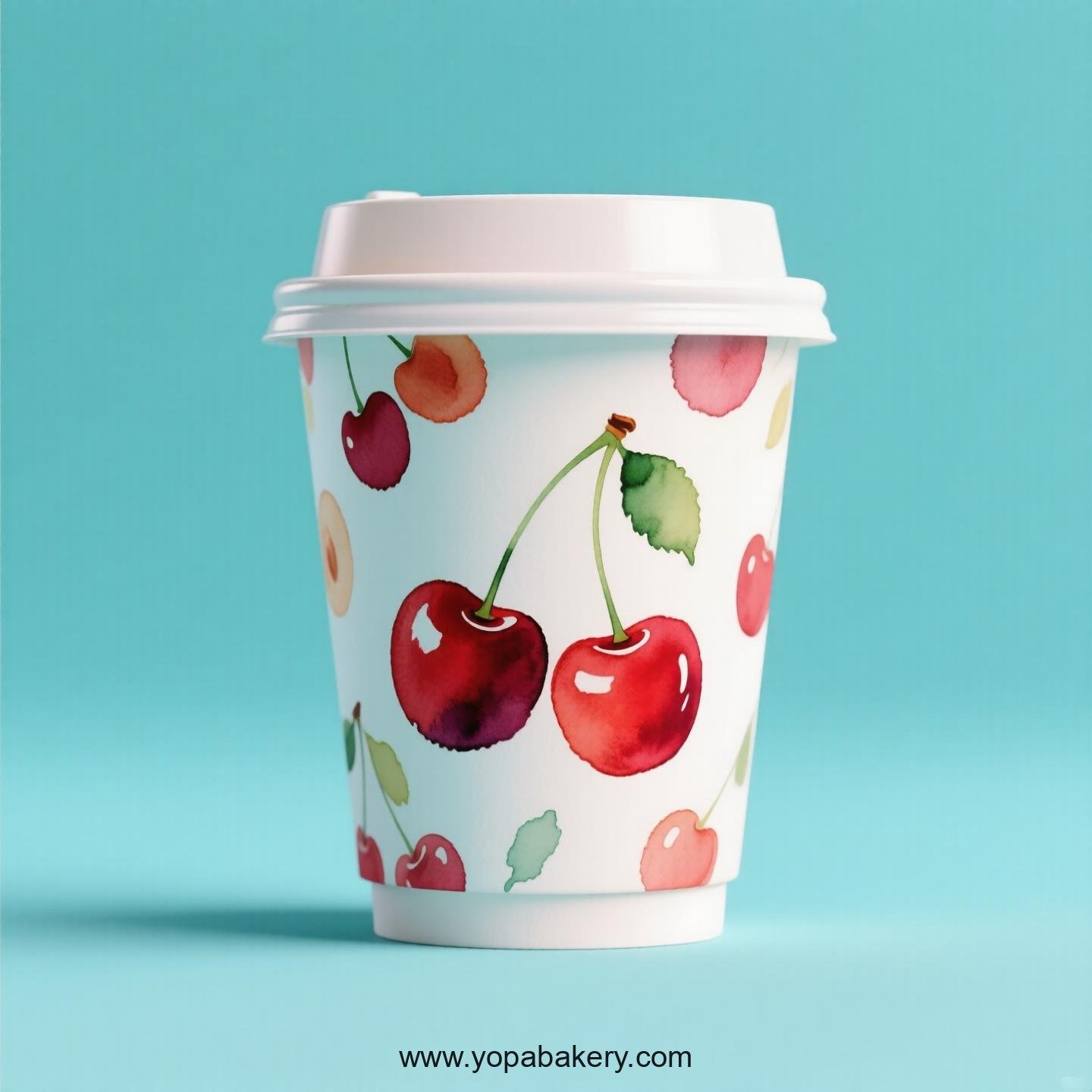 Cherry Design Paper Coffee Cups Factory: 4-24 oz Custom Logo