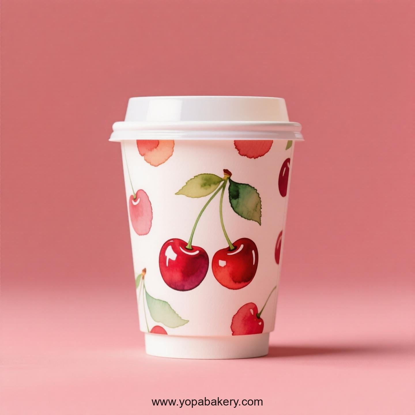 Cherry Design Paper Coffee Cups Factory: 4-24 oz Custom Logo