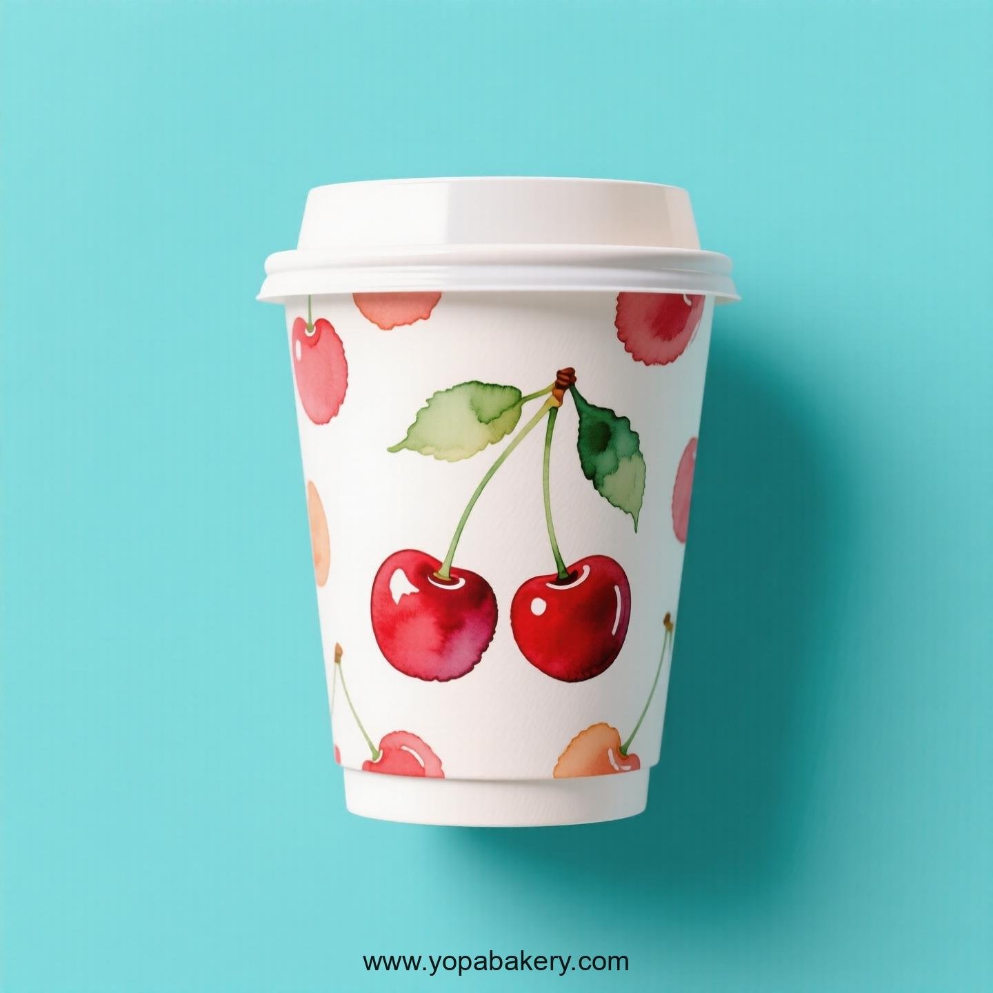 Cherry Design Paper Coffee Cups Factory: 4-24 oz Custom Logo