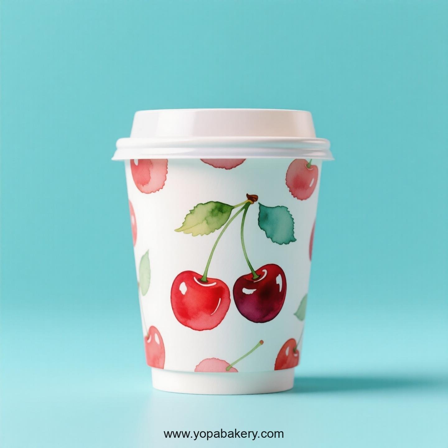 Cherry Design Paper Coffee Cups Factory: 4-24 oz Custom Logo