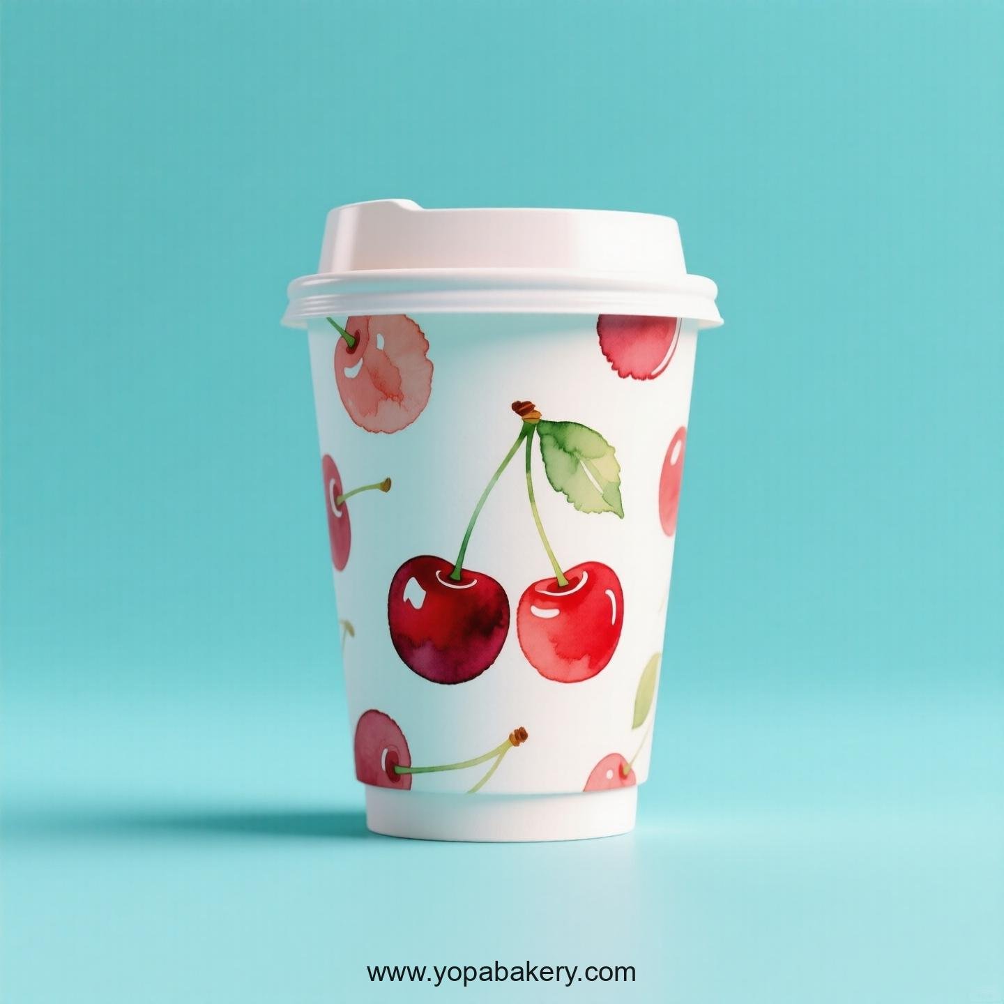 Cherry Design Paper Coffee Cups Factory: 4-24 oz Custom Logo