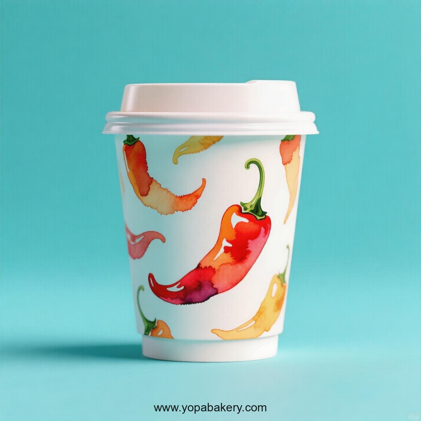 Chili Pepper Design Paper Coffee Cups Factory: 4-24 oz Custom Logo