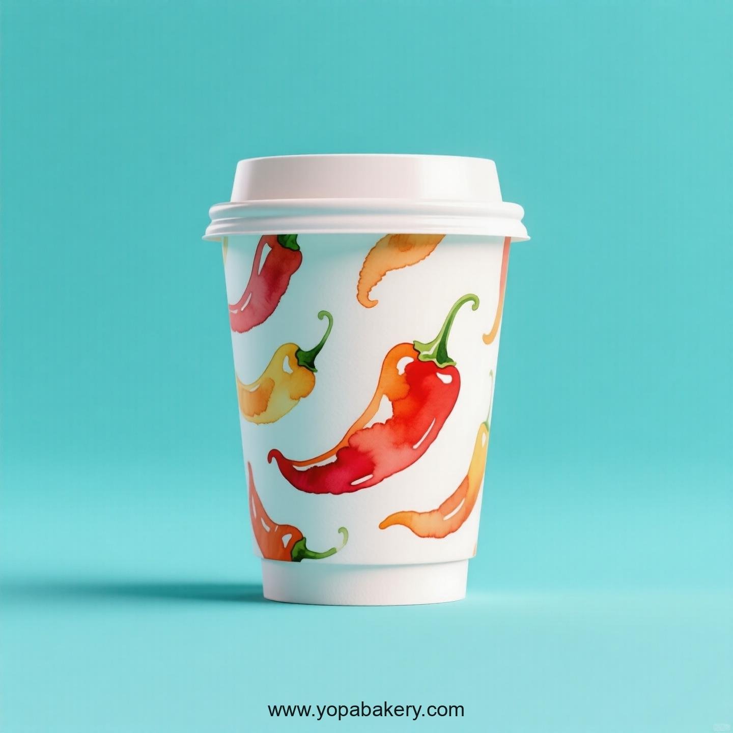 Chili Pepper Design Paper Coffee Cups Factory: 4-24 oz Custom Logo