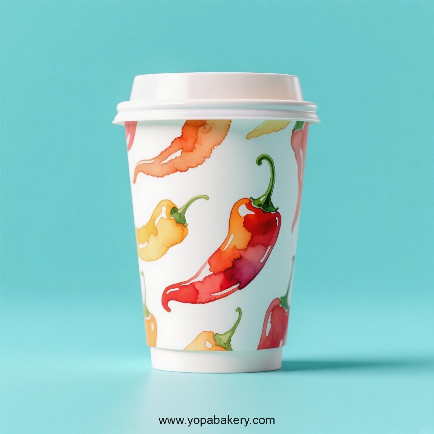 Chili Pepper Design Paper Coffee Cups Factory: 4-24 oz Custom Logo