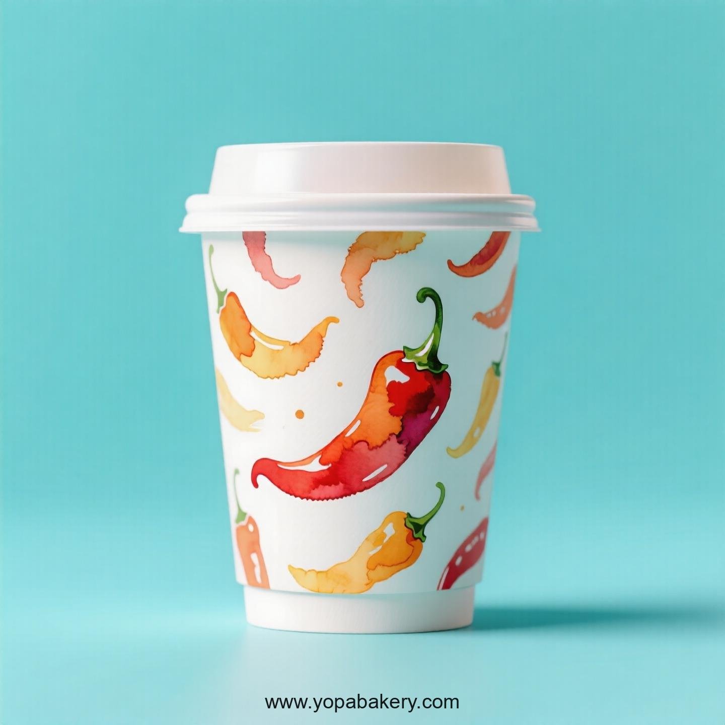 Chili Pepper Design Paper Coffee Cups Factory: 4-24 oz Custom Logo