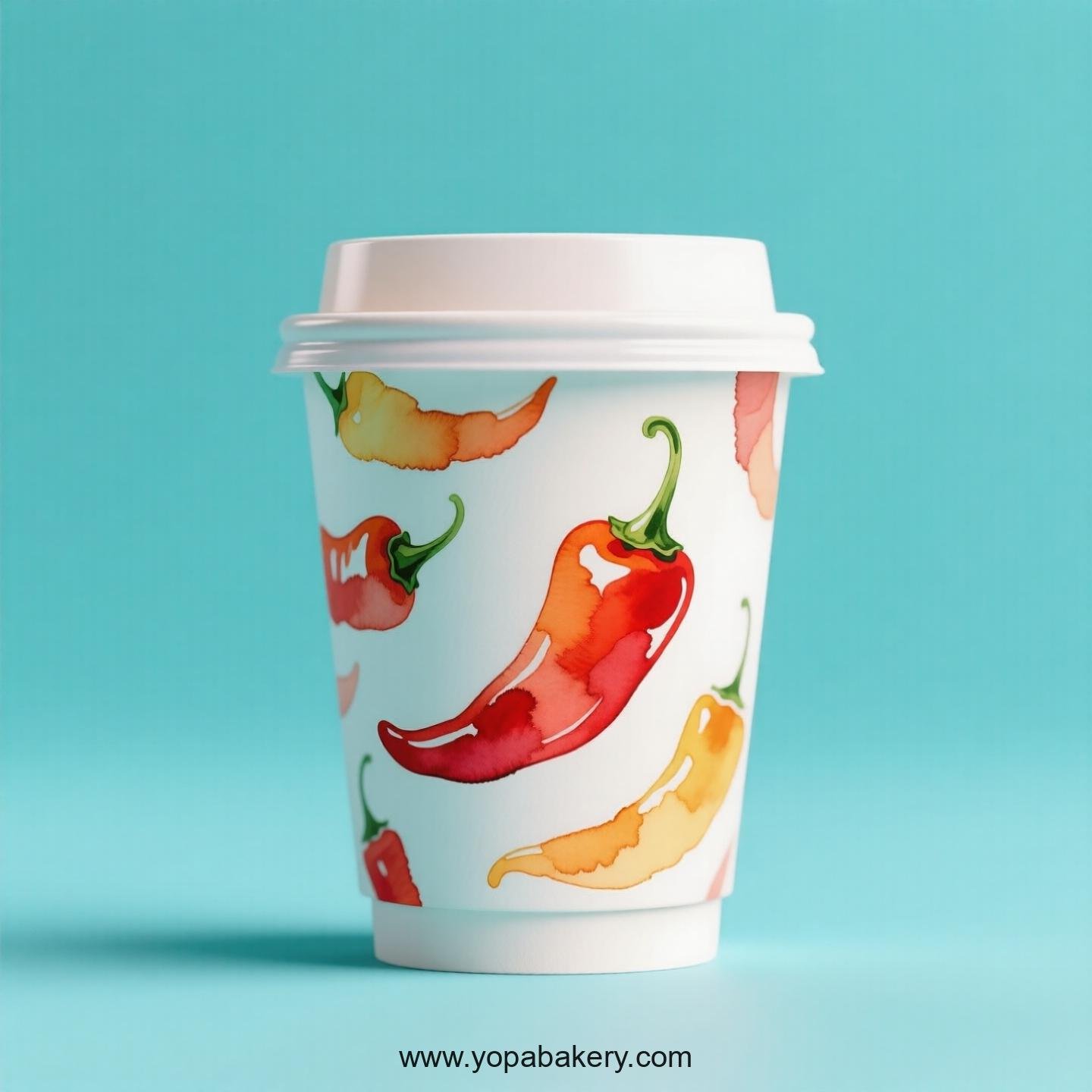 Chili Pepper Design Paper Coffee Cups Factory: 4-24 oz Custom Logo