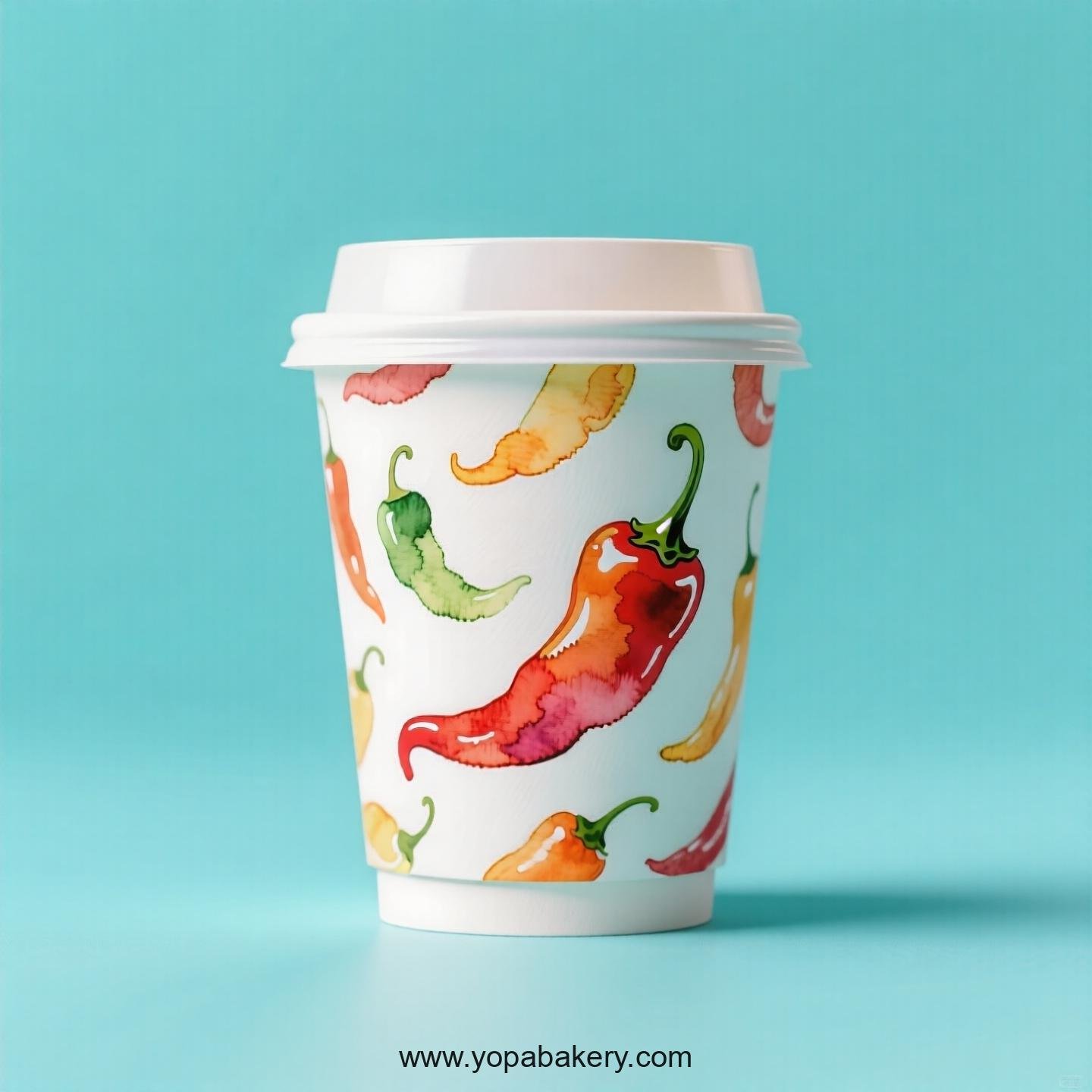 Chili Pepper Design Paper Coffee Cups Factory: 4-24 oz Custom Logo