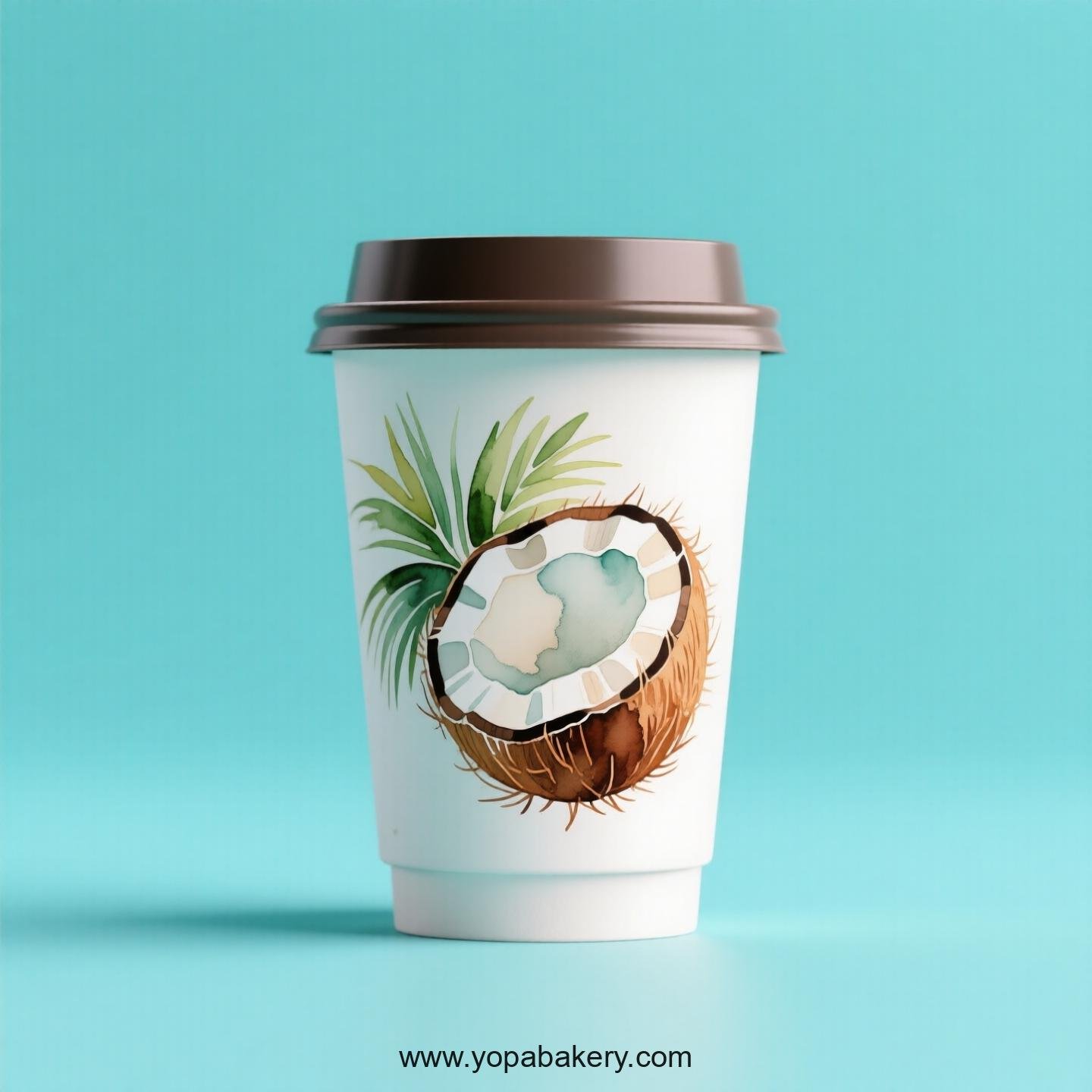 Coconut Design Paper Coffee Cups Factory: 4-24 oz Custom Logo