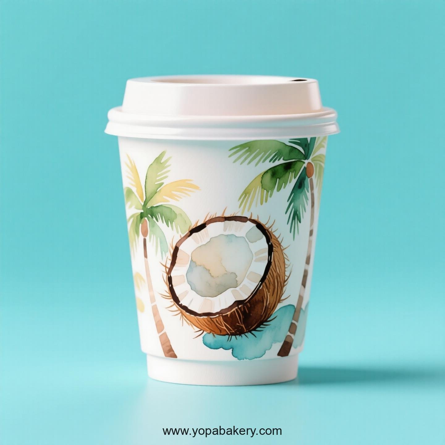 Coconut Design Paper Coffee Cups Factory: 4-24 oz Custom Logo