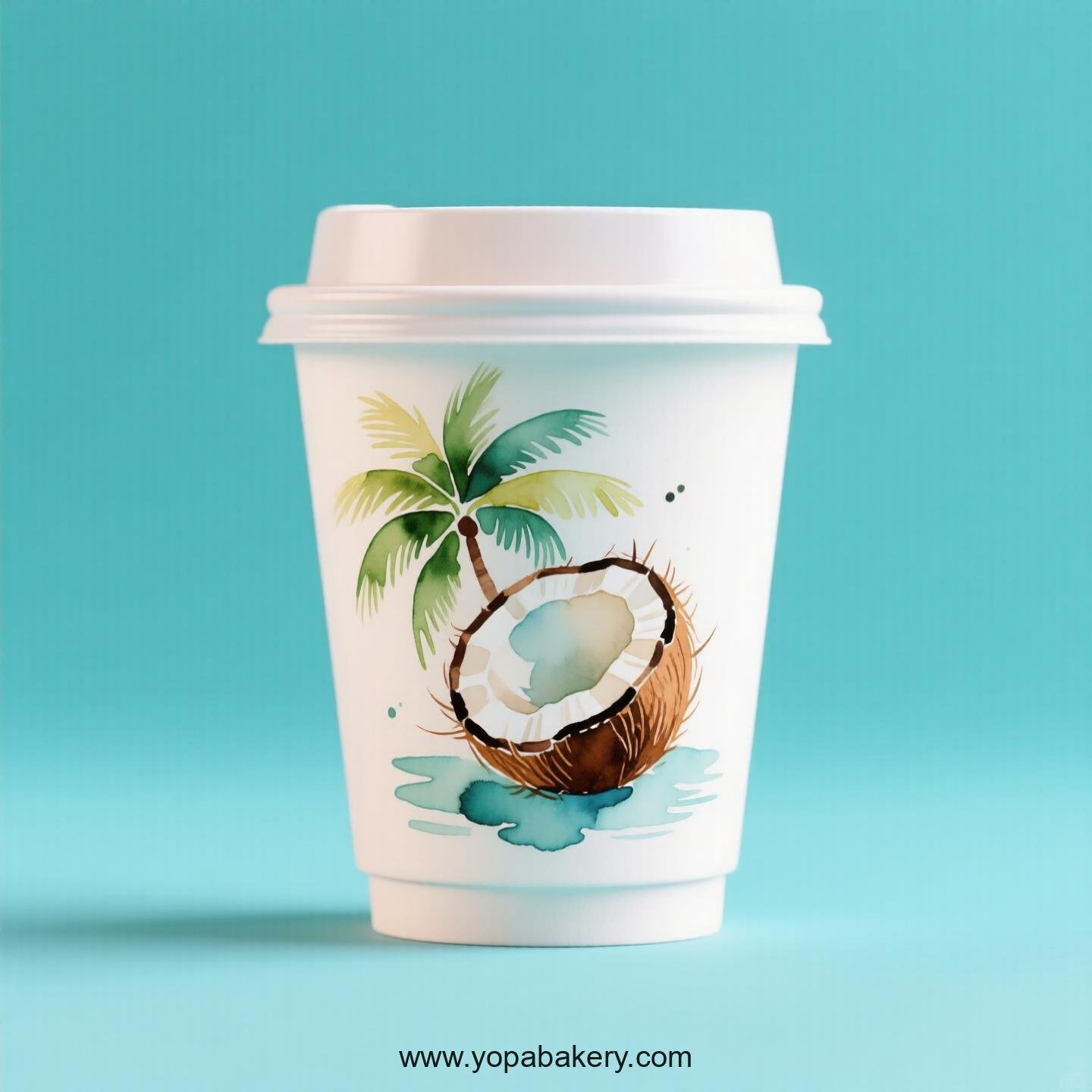 Coconut Design Paper Coffee Cups Factory: 4-24 oz Custom Logo