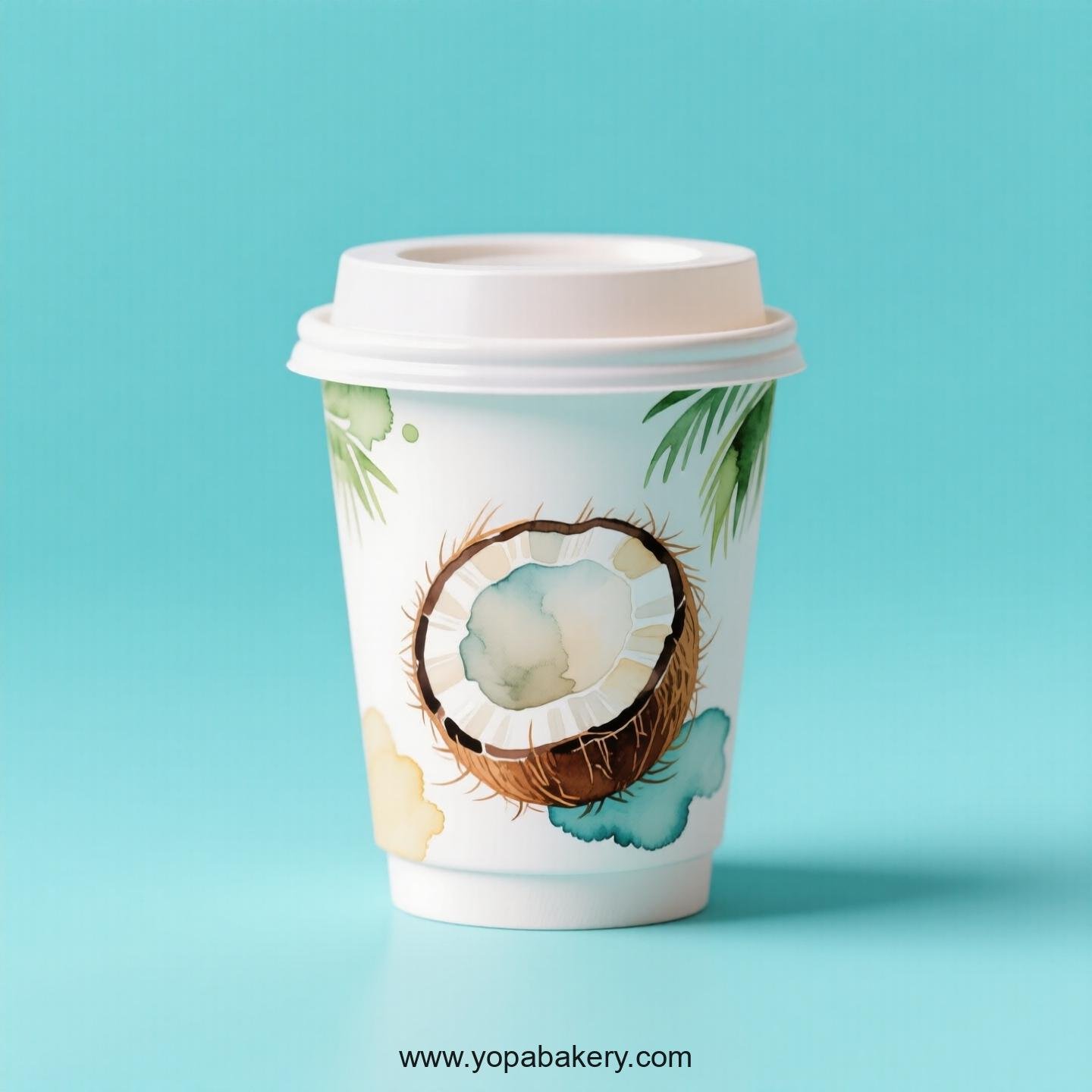 Coconut Design Paper Coffee Cups Factory: 4-24 oz Custom Logo
