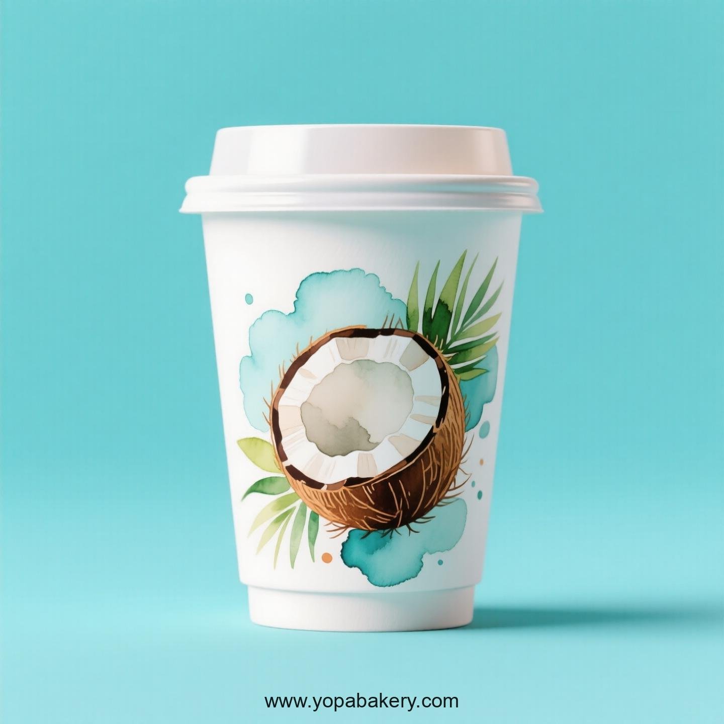 Coconut Design Paper Coffee Cups Factory: 4-24 oz Custom Logo
