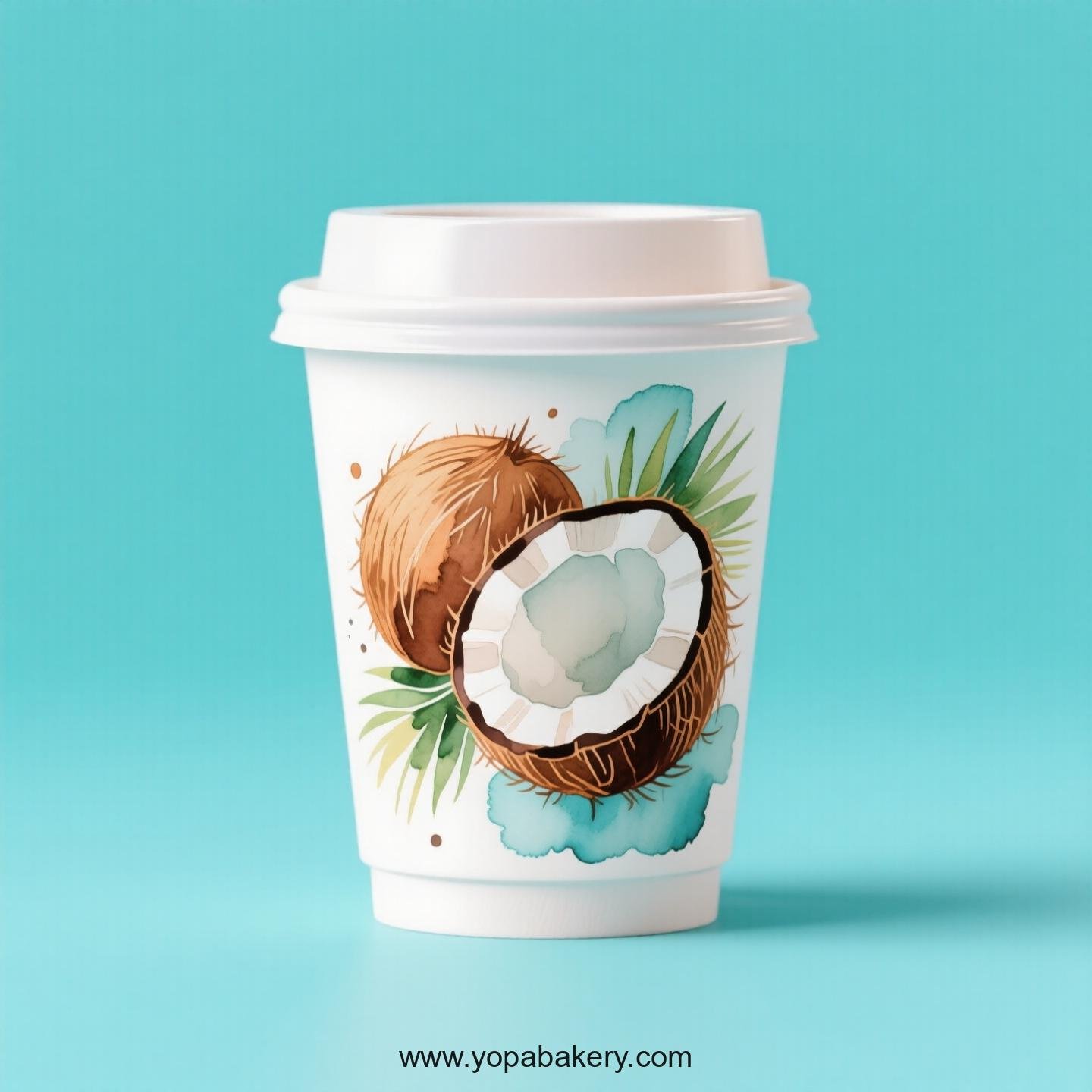 Coconut Design Paper Coffee Cups Factory: 4-24 oz Custom Logo