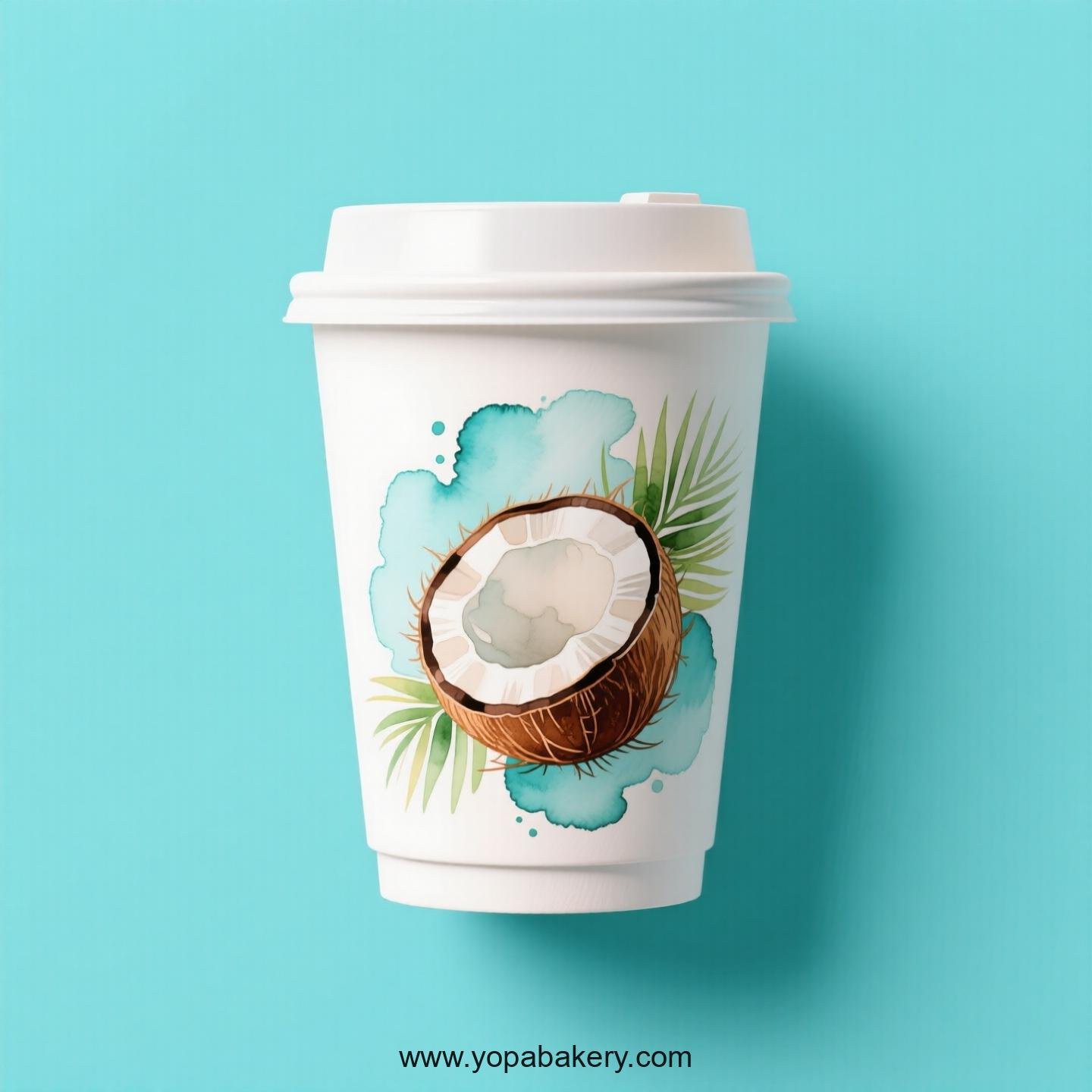 Coconut Design Paper Coffee Cups Factory: 4-24 oz Custom Logo