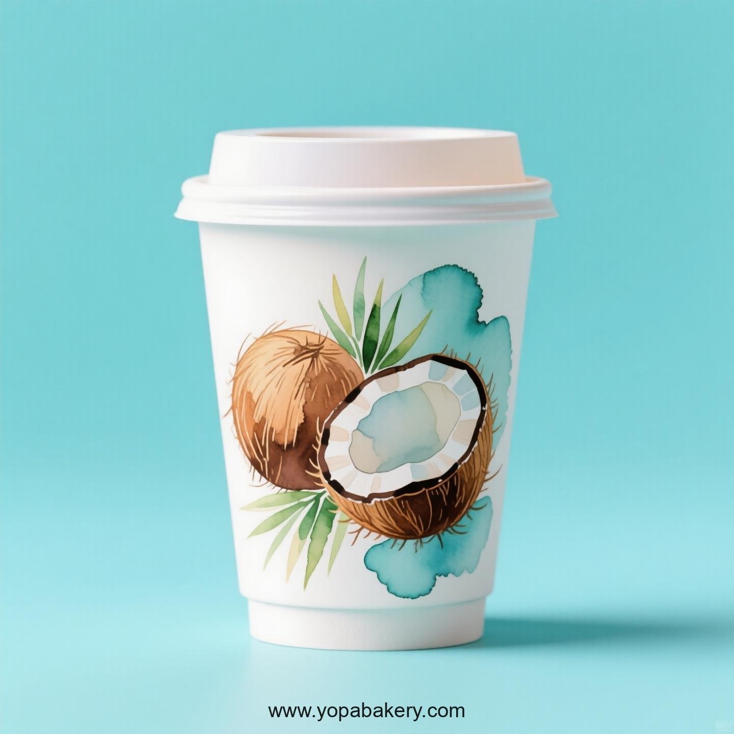 Coconut Design Paper Coffee Cups Factory: 4-24 oz Custom Logo