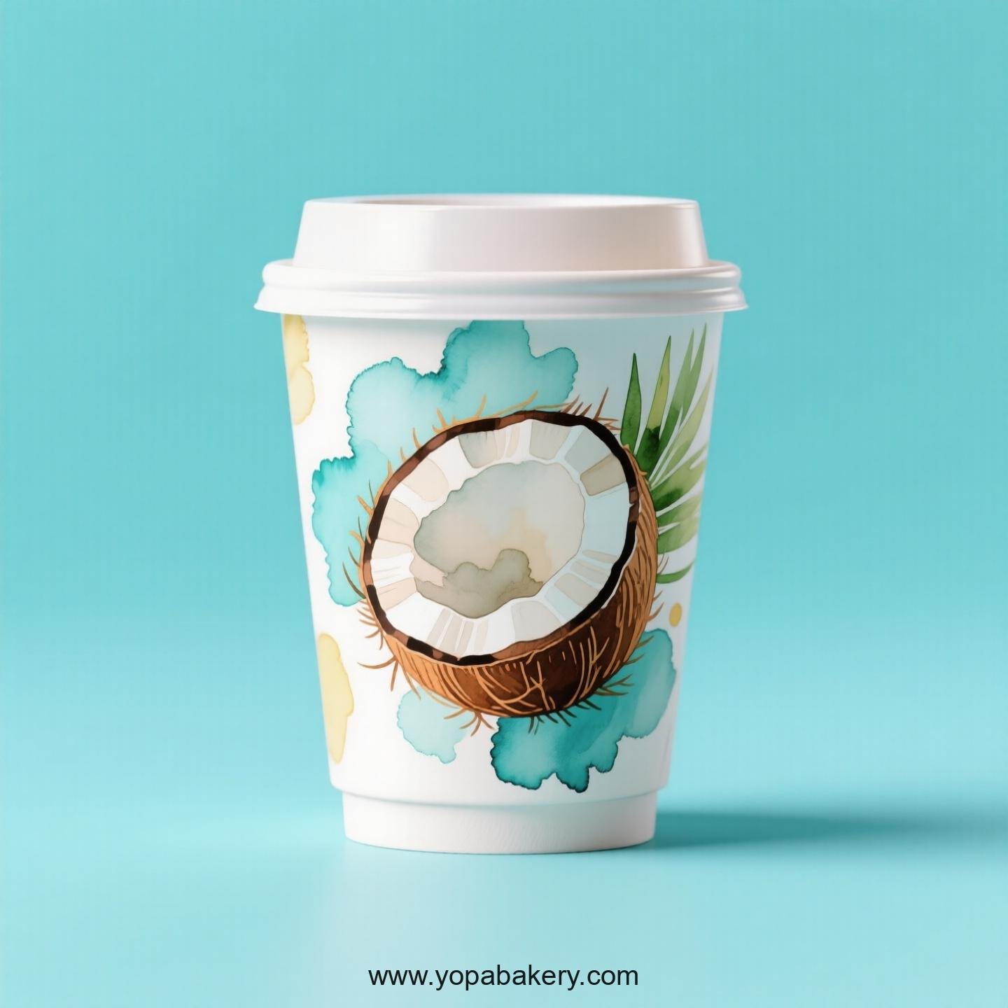 Coconut Design Paper Coffee Cups Factory: 4-24 oz Custom Logo
