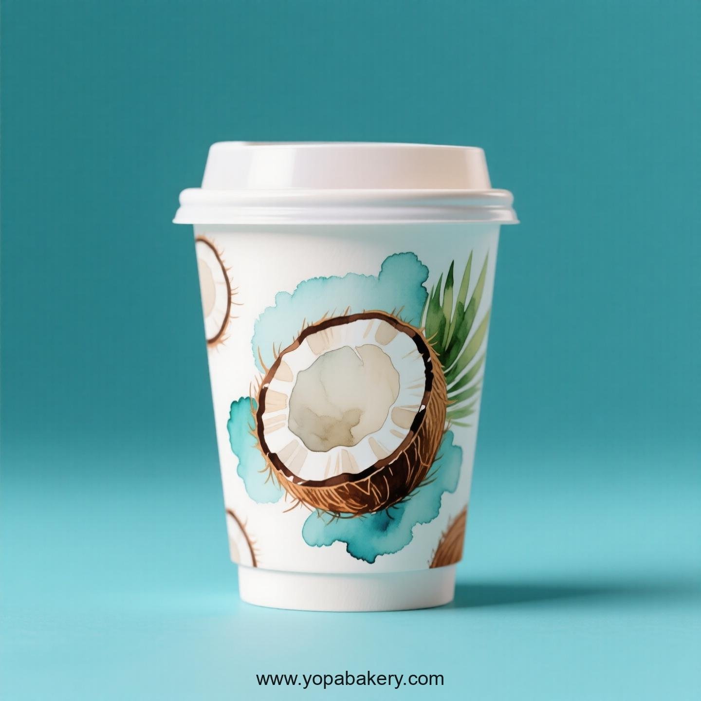 Coconut Design Paper Coffee Cups Factory: 4-24 oz Custom Logo