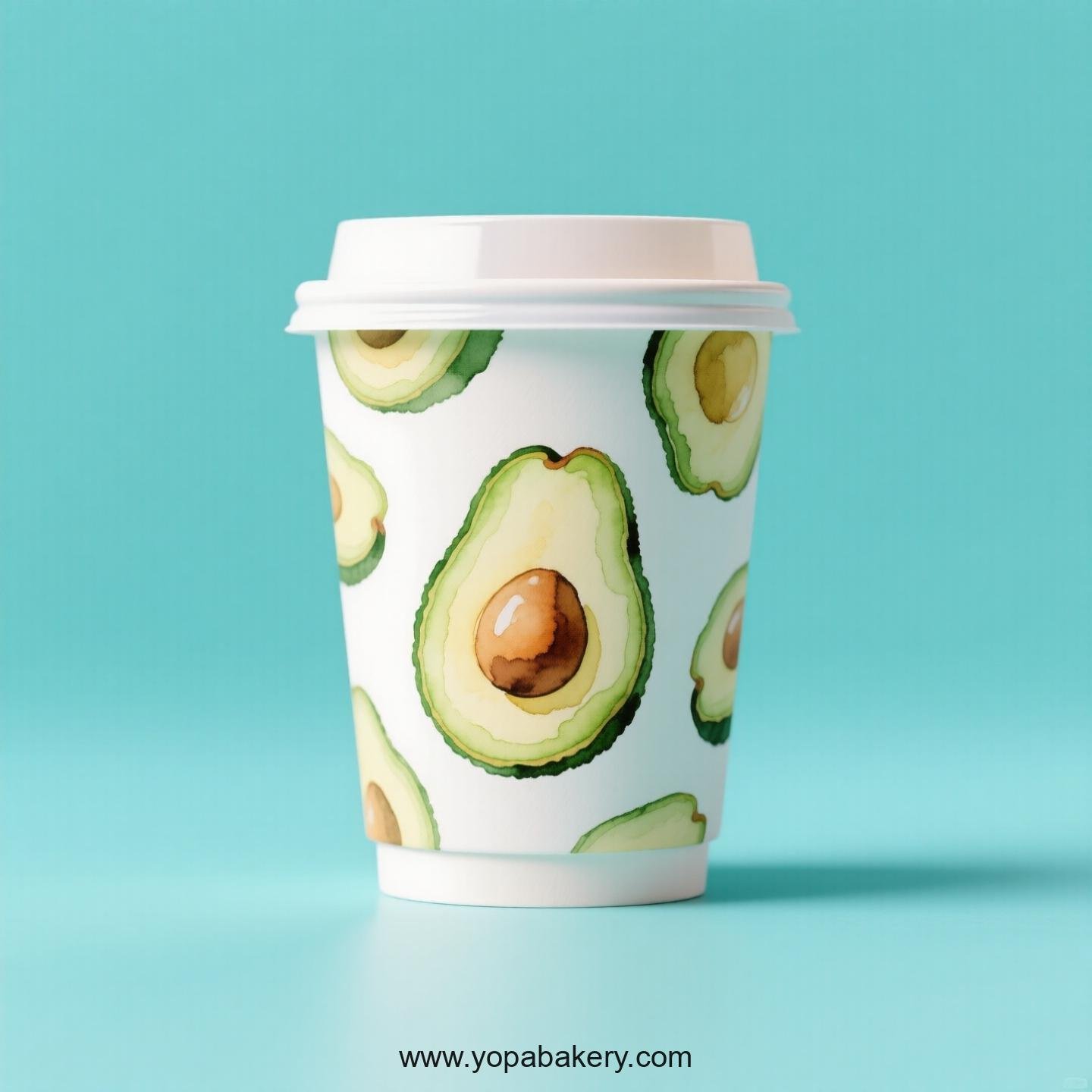 Avocado Design Paper Coffee Cups Factory: 4-24 oz Custom Logo