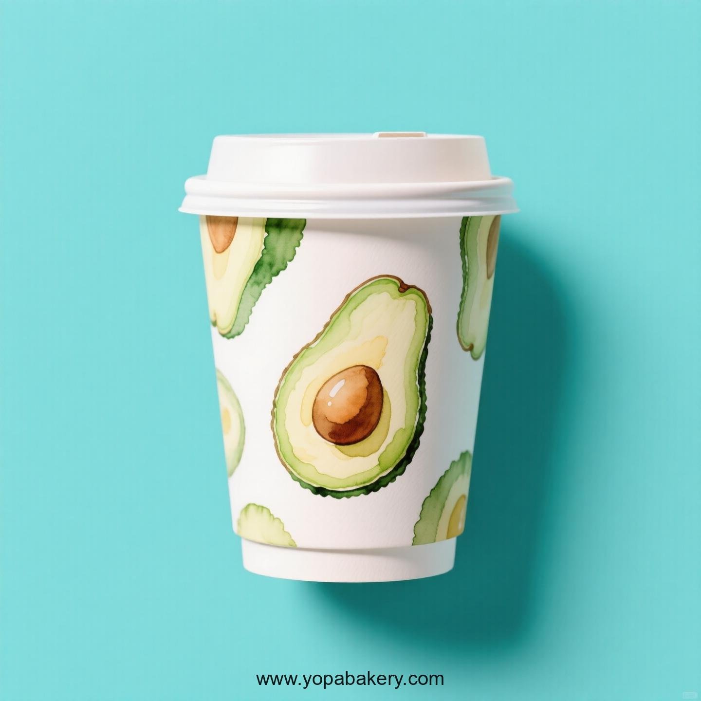 Avocado Design Paper Coffee Cups Factory: 4-24 oz Custom Logo