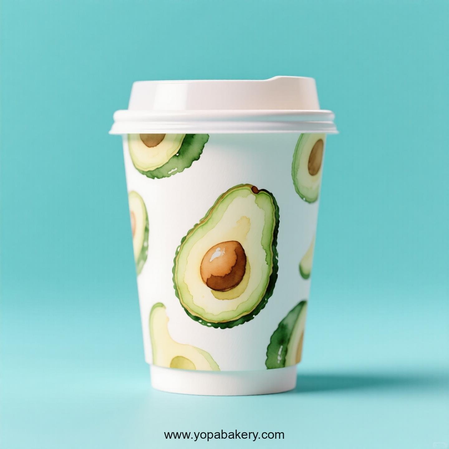 Avocado Design Paper Coffee Cups Factory: 4-24 oz Custom Logo