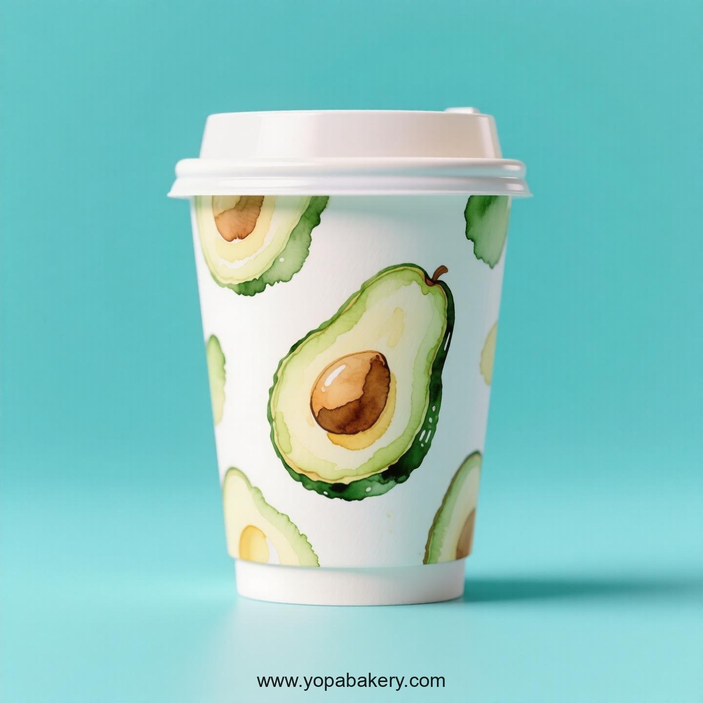 Avocado Design Paper Coffee Cups Factory: 4-24 oz Custom Logo