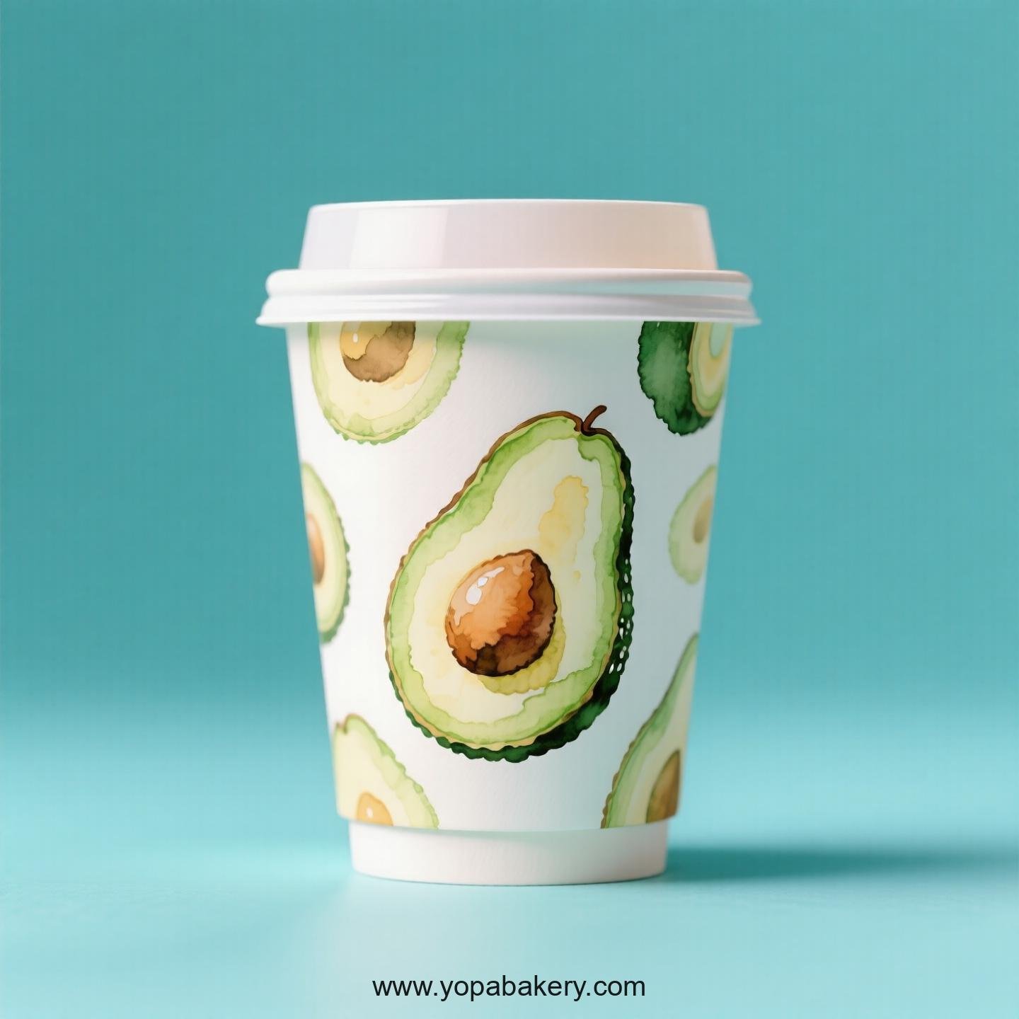 Avocado Design Paper Coffee Cups Factory: 4-24 oz Custom Logo