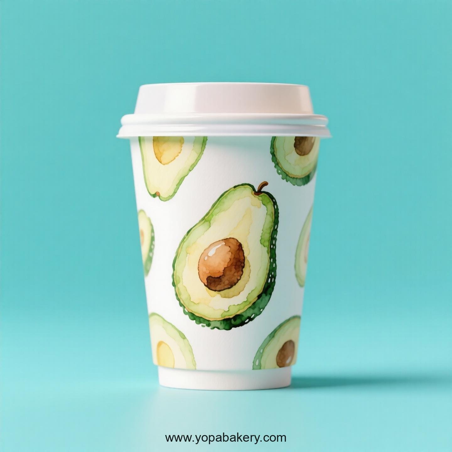 Avocado Design Paper Coffee Cups Factory: 4-24 oz Custom Logo