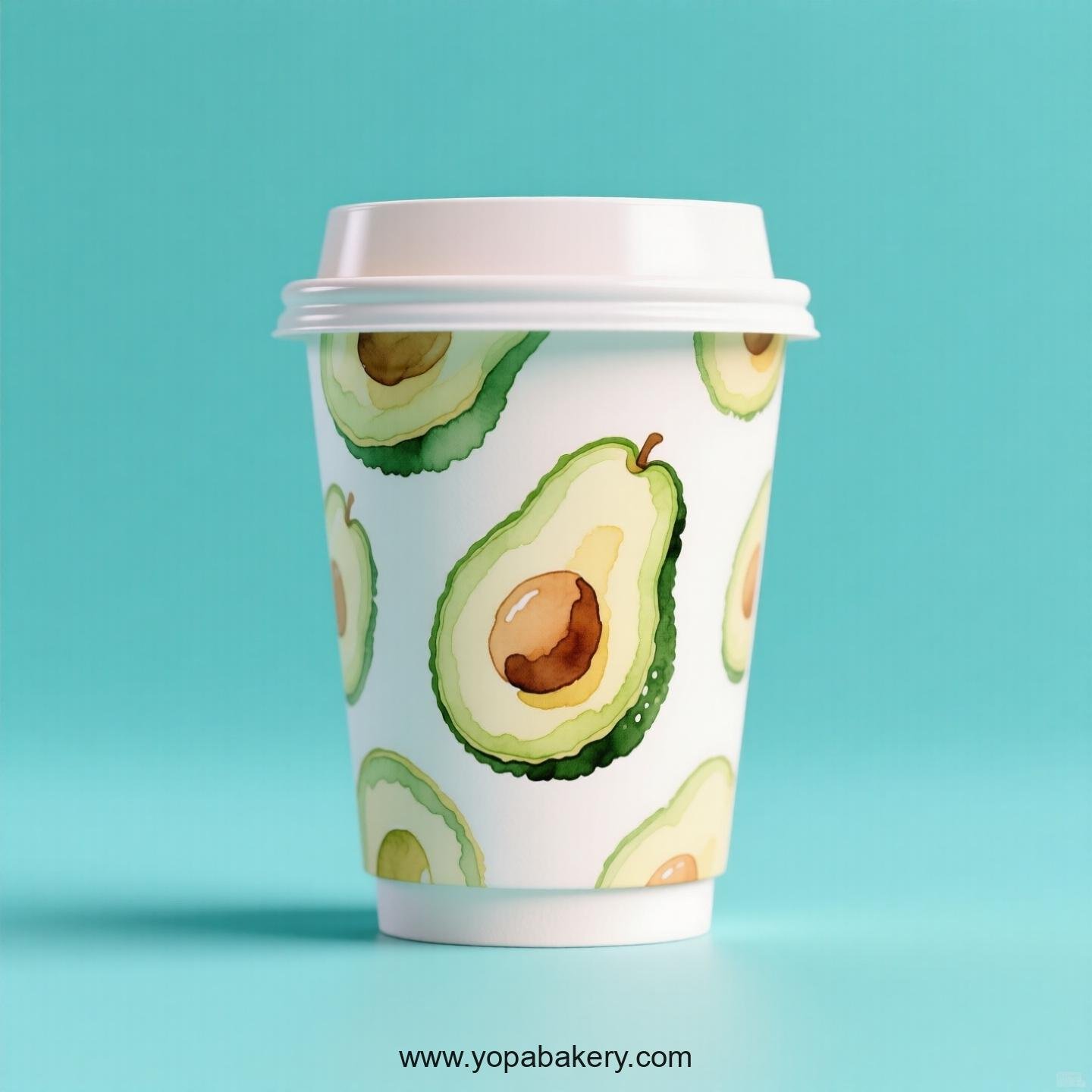 Avocado Design Paper Coffee Cups Factory: 4-24 oz Custom Logo