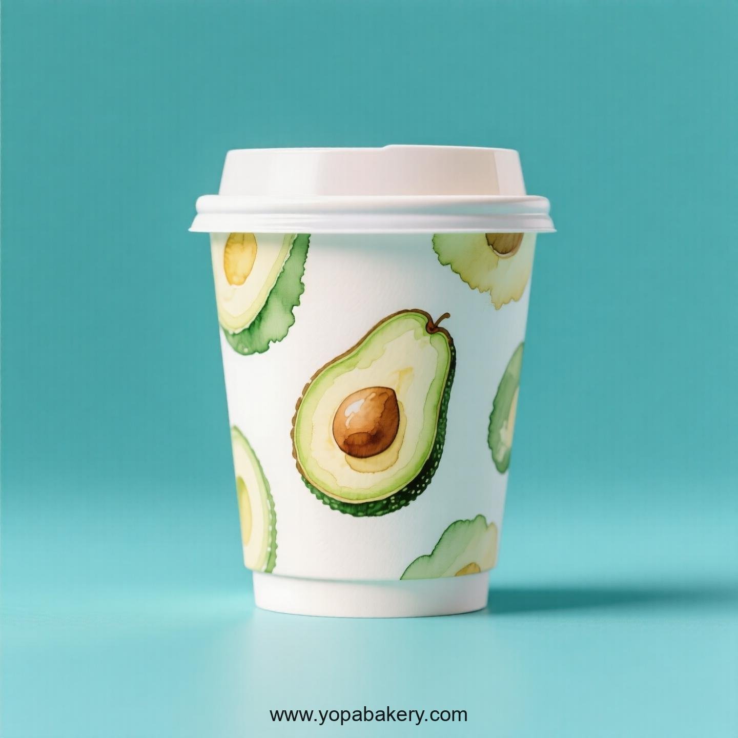 Avocado Design Paper Coffee Cups Factory: 4-24 oz Custom Logo