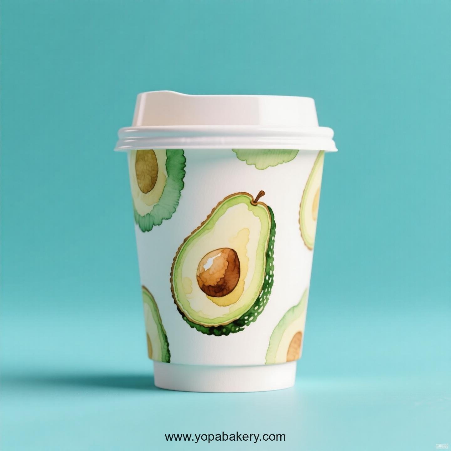 Avocado Design Paper Coffee Cups Factory: 4-24 oz Custom Logo