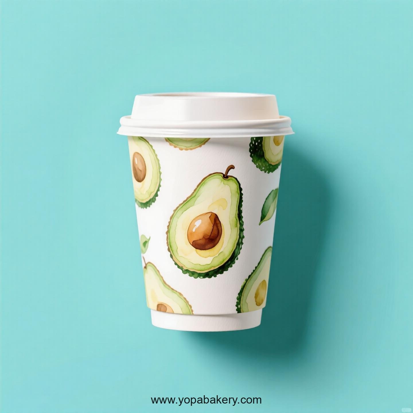 Avocado Design Paper Coffee Cups Factory: 4-24 oz Custom Logo