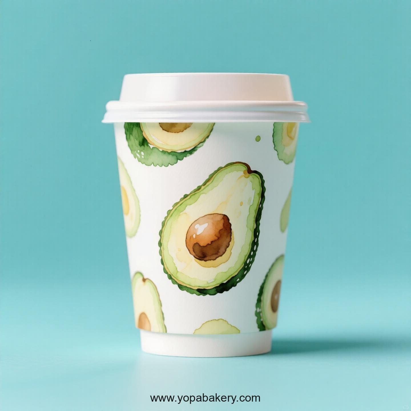 Avocado Design Paper Coffee Cups Factory: 4-24 oz Custom Logo