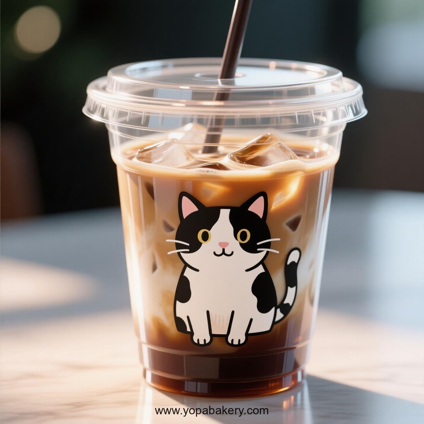 Cow cat Themed Clear Plastic Cups - Disposable PP & PET Coffee Cups with Lids