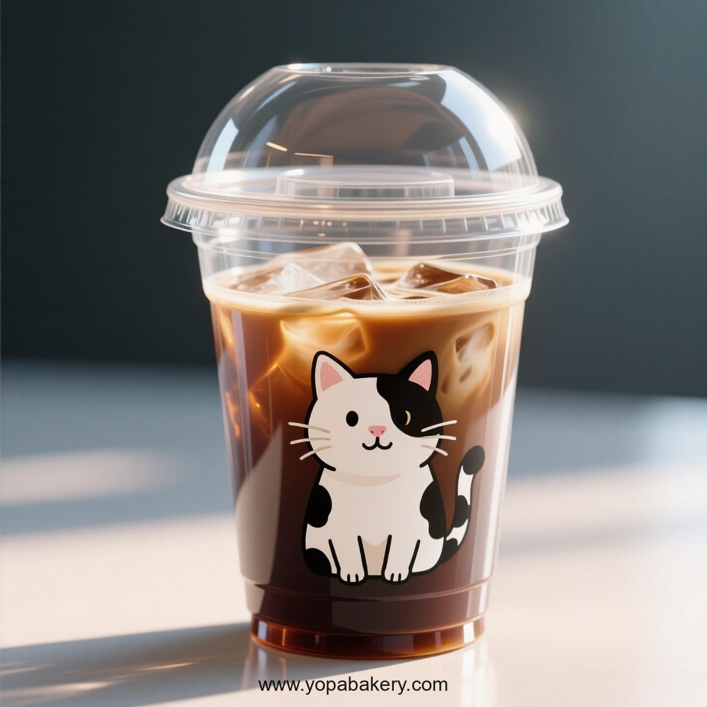 Cow cat Themed Clear Plastic Cups - Disposable PP & PET Coffee Cups with Lids
