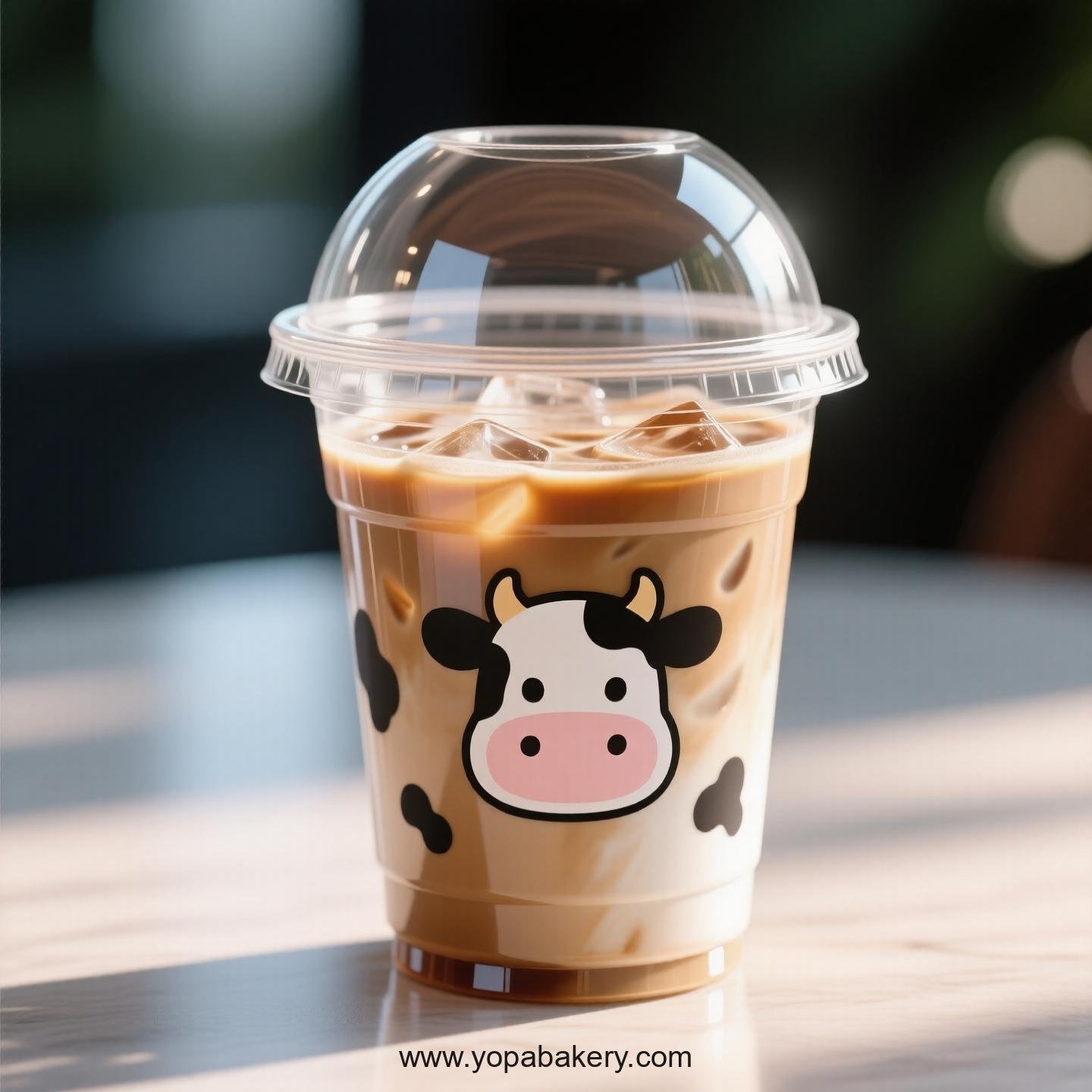 Cow Themed Clear Plastic Cups - Disposable PP & PET Coffee Cups with Lids