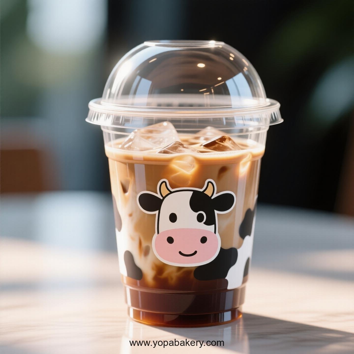 Cow Themed Clear Plastic Cups - Disposable PP & PET Coffee Cups with Lids