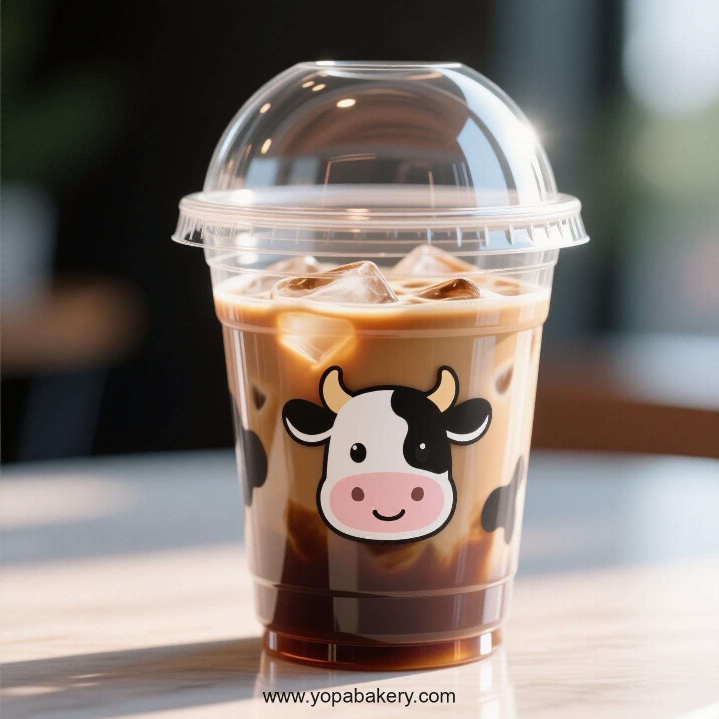 Cow Themed Clear Plastic Cups - Disposable PP & PET Coffee Cups with Lids